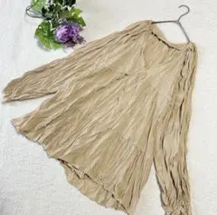 【Apres Jour Claire】皺褶束腰上衣 淺米色 特大尺碼 LL