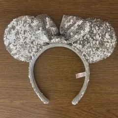 ミニー カチューシャ スパンコール シルバー ディズニー リボン