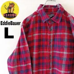 USA古着 EddieBauer　ネルシャツL　レッドネイビー　チェック