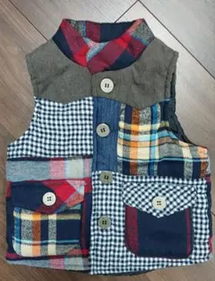 チェック柄ベスト（ボタン付き）