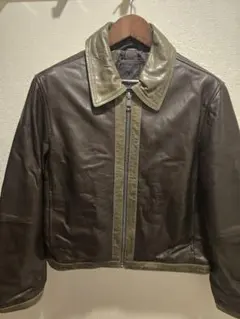 ZARA ブラウン レザーシングルライダースジャケット