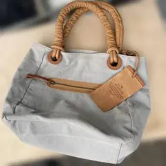 ダコタ グレーキャンバス ハンドルレザー トートバッグ　レザー　ロゴ