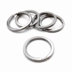 ステンレス ダブルリング キーホンダー 接続金具 シルバー ハンドメイド 1点