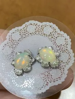 本日限定セール　一点物　大粒天然オパールリング s925針　ピアス