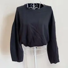 ZARA ザラ ショート丈スウェット トップス トレーナー 黒 クロップド S