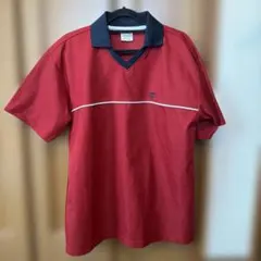 Champion レッド ネイビー Vネックポロシャツ L