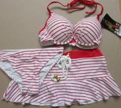 新品 9M 婦人水着 ワイヤービキニ ボーダー ３点セット