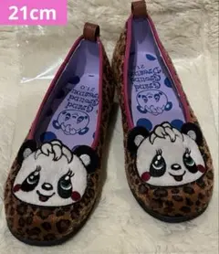 グラグラ バレエシューズ 靴 パンダ　ヒョウ柄 フラットシューズ　21cmのサムネイル