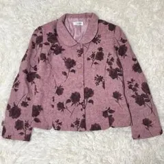 STUDIO ALPHA レトロ 花柄ジャケット 【XL】ウール混 大きいサイズ