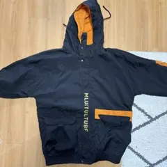 ナイロンジャケット フード付き 黒/オレンジ