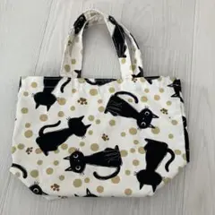 ハンドメイド黒猫デザイン トートバッグ