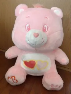ケアベア™ミルキーカラーお座りBIGぬいぐるみ　ピンク　ハート柄約３５センチ