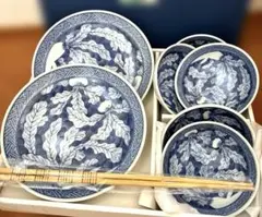 新品　⁠美濃焼 大皿2枚　小皿5枚　菜箸のセットのサムネイル