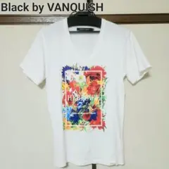 Black by VANQUISH HERMAGEフラワーVネックTシャツのサムネイル