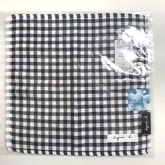 新品 アニエスベー 接触冷感 リバーシブル ハンカチ ギンガムチェック ブラックのサムネイル
