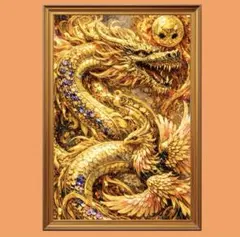 開運絵画⚡️金運上昇】黄金神龍 和風 幻想アート A4ポスター✨028