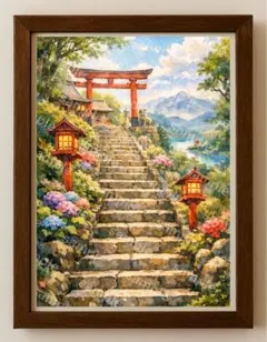 【水彩画アート】花影の参道　2L版写真用紙