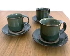小石原焼　秀山窯元⭐︎カップ・ソーサー3客セット