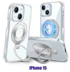 iPhone 15 透明TPUケース マグネットスタンド付き