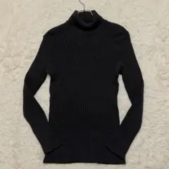 【フランス製】Agnes b. ブラックウール　ドライバーズニット　リブニット フランス製】Agnes b. ブラックウール ドライバーズニット リブニット