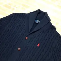 【未使用】ラルフローレン　ネイビー カーディガン　くるみボタン　XL