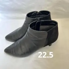 HIMIKO 黒レザー スエード ポインテッドトゥ ブーティ