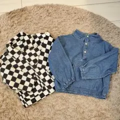 BREEZE チェック柄ジャケット とデニムジャケットのセットキッズ