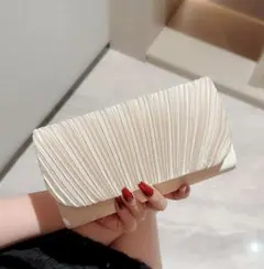 シャンパンゴールド パーティーバッグ プリーツデザイン チェーン付き 結婚式