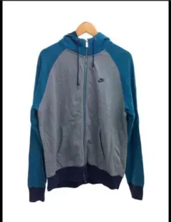 NIKE XL ジップアップパーカー グレー/青