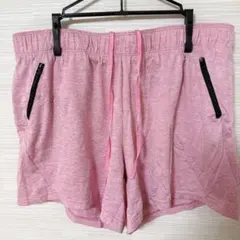 【L】ピンク ボトムス ファスナー付きポケット ショートパンツ スポーツウェア