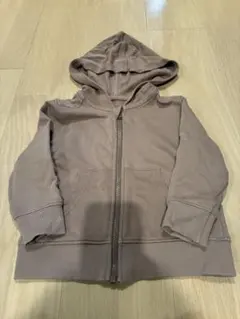 ブラウン フード付きジップアップパーカー