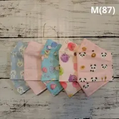 【M】(87)女の子柄【ハンドメイド立体マスク】5枚セット 布マスクハンドメイド