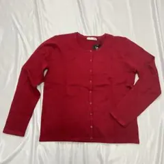 新品 洗える クルーネック ニットカーディガン 赤 M〜L 春 羽織り