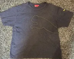 PUMA プーマ Tシャツ グレー イエロー ステッチ　サイズＯ