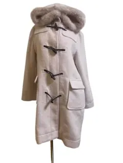 ファーフード付きダッフルコート ホワイト ロング丈 フェミニン Y2K