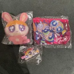 【セット】パワーパフガールズ　おめめキラキラぬいぐるみ　ポーチ　前髪クリップ