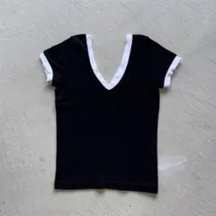 90s agnes b. black linger v-neck tee 黒のサムネイル