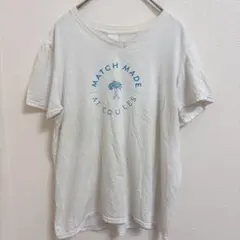 GILDAN ギルダン Vネック Tシャツ ホワイト 白T プリント 古着 L