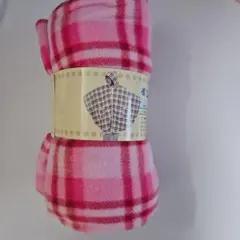 ポンチョ 140×90 フリース生地 ピンク チェック柄 フード付き 大判サイズ