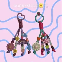 【オーダーメイド】ミニネームストラップ♡名入れストラップ　パラコード　ビーズ