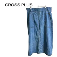 C0417CROSS PLUS カジュアル 膝丈スリットデニムスカート大きめ５Lのサムネイル