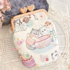 おまとめページ　巾着　ポーチ　ユキエモン　猫柄　人気　ハンドメイド ユキエモン キャビネットポーチハンドメイドがま口ポーチ猫柄ミント