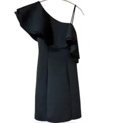 【美品】ASOS ワンショルダー フリル ワンピース ドレス ブラック XS〜S