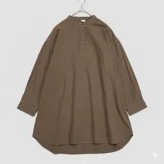 【M】ロングシャツ バンドカラー ゆったり 綿100％ ゆったりシルエット