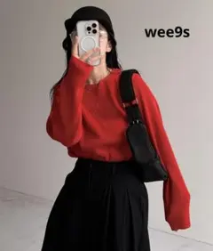 未使用　完売品　wee9s スーパーストレッチ　プリーツ　トップス　レッド