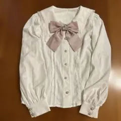 アンクルージュ Ank Rouge セーラー ブラウス 白 リボンブローチ