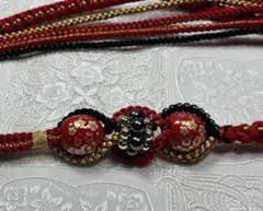 b-033 正絹帯締め　振袖　成人式　パール飾り　転写玉　桜