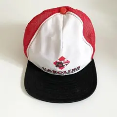 海外古着 プリント メッシュキャップ トラッカー 帽子 赤 白 黒