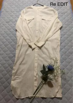 ★Re EDIT ★バンドカラー 綿100%ロングシャツ★のサムネイル