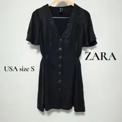 ZARA リヨセル100 フレア袖 ミニ丈ワンピ チュニック ブラック M 匿名のサムネイル